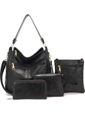 Stylish 4PCS Handbag & Wallet Set for Women | Large Hobo Bag & Accessories